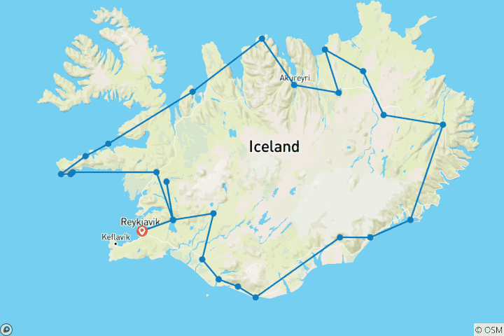 Carte du circuit L'Islande complète : Le tour de l'Islande en 10 jours