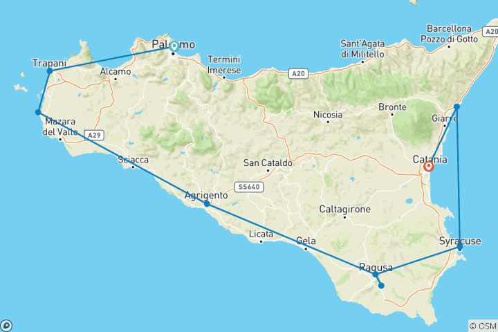 Map of Sicily in Depth (Classic, End Catania)