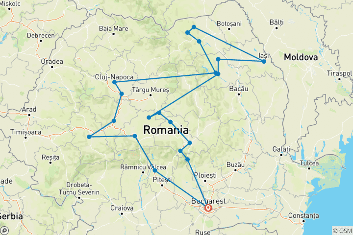 Karte von Das Beste aus Rumänien in 10 Tagen
