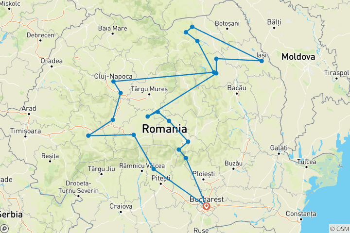 Kaart van Het beste van Roemenië - 10 dagen