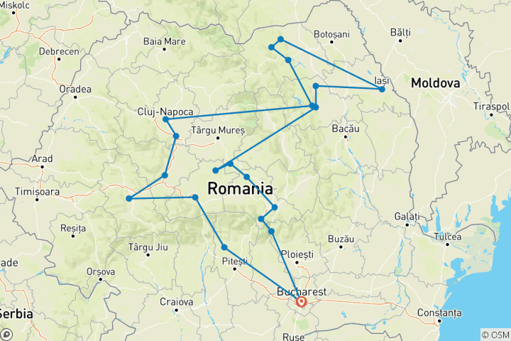 Map of Best of Romania in 10 days