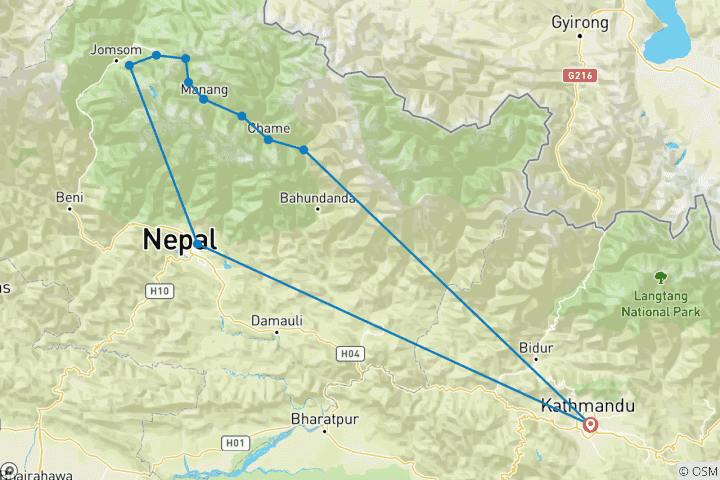 Map of Annapurna Circuit Trek