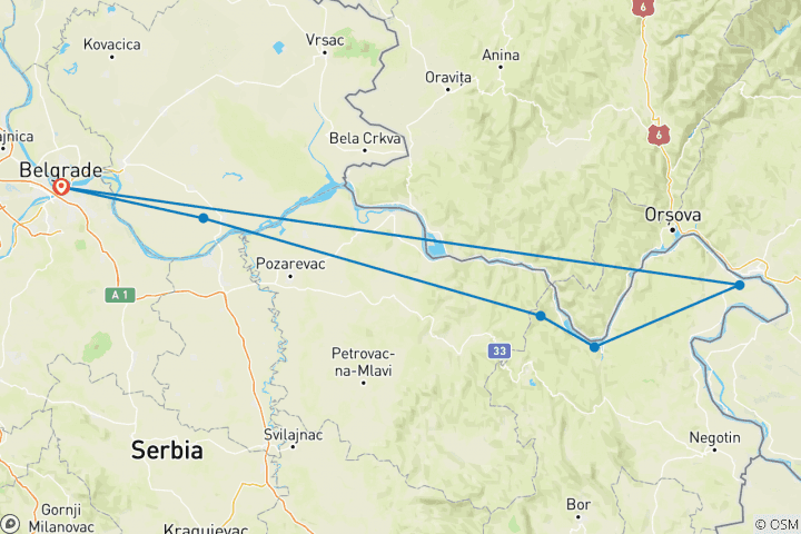 Carte du circuit Vacances à vélo en Serbie - au départ de Belgrade