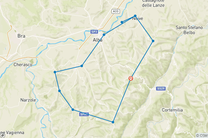 Carte du circuit Cyclisme gastronomique à Barolo