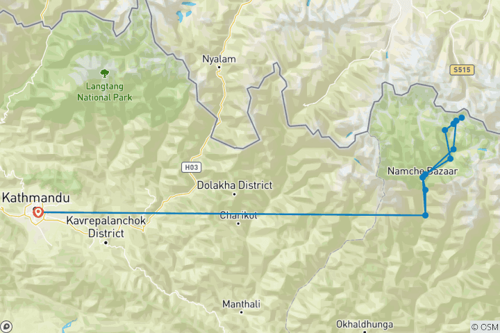 Map of Everest Base Camp Standard Trek- 14 Days