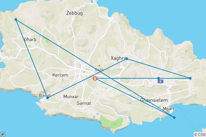 Carte du circuit Promenade à Gozo - L'île de Calypso