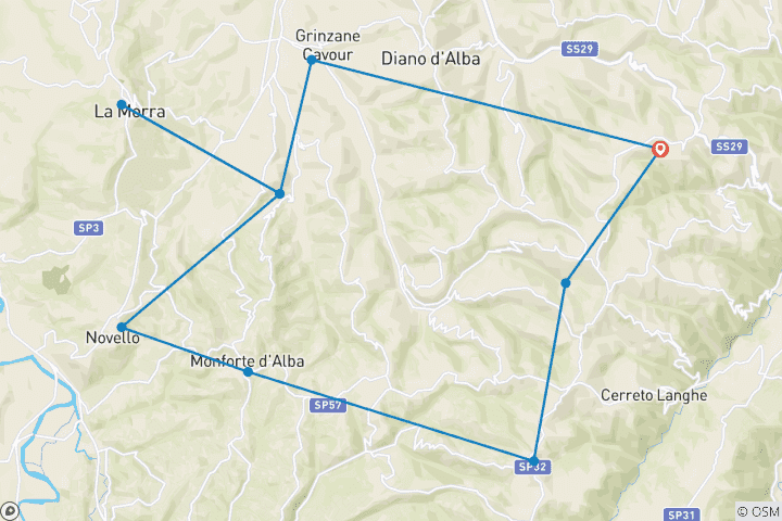 Map of Gastronomic Barolo Walk