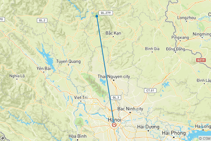 Map of Adventure to Ba Be National Park 3 days 2 nights