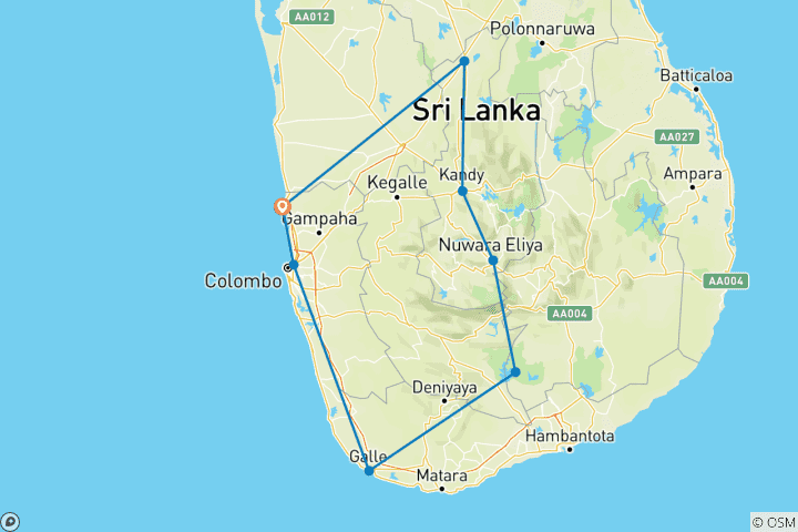 Map of Sri Lanka- Explore Superior Sri Lanka- 09 Days / 08 Nights Tour