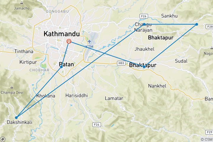 Karte von Höhepunkte des Kathmandu-Tals