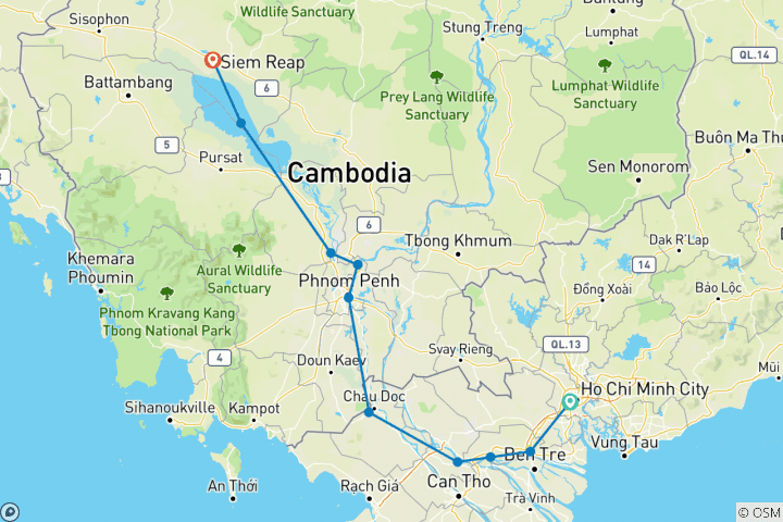 Map of From the Mekong Delta to Siem Reap