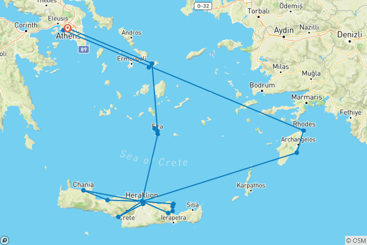 Carte du circuit L'essentiel de la Grèce avec Mykonos