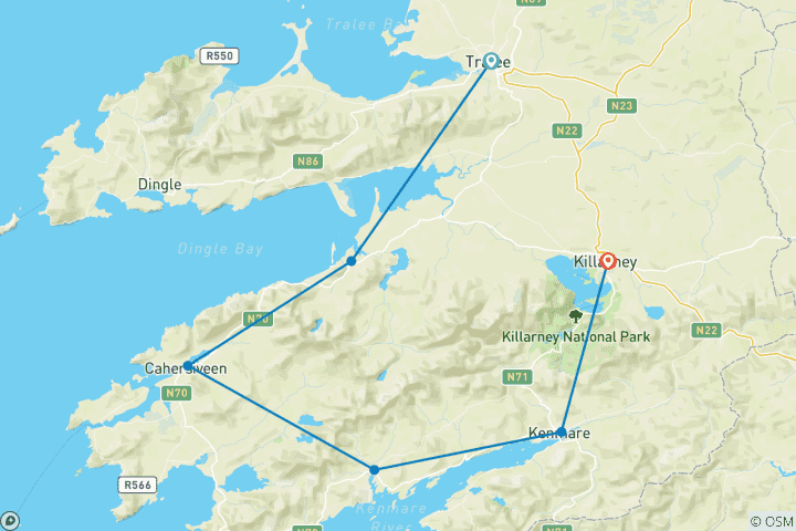 Map of Unspoilt Ring of Kerry Cycling