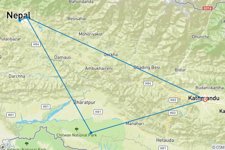 Mapa de Lo mejor de Nepal - 9 días