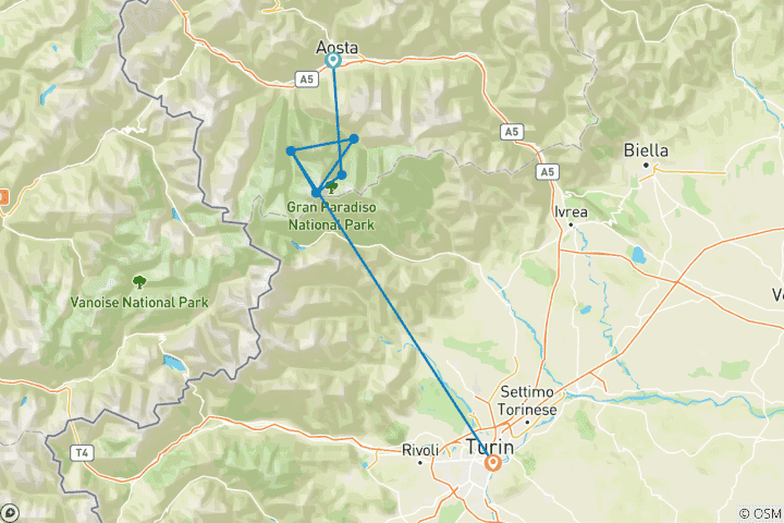 Map of The Royal Trail Gran Paradiso Italy