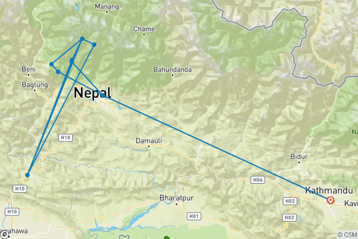 Map of Annapurna Base Camp Trek