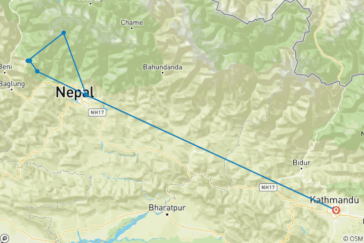 Map of Annapurna Poon Hill Trek