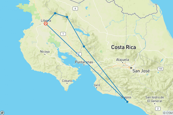 Carte du circuit Costa Rica exotique, autotour