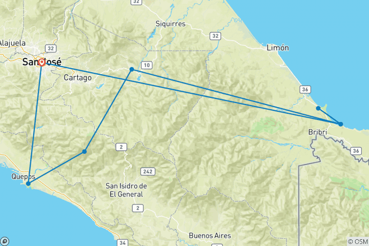 Carte du circuit Des Caraïbes au Pacifique, en autotour