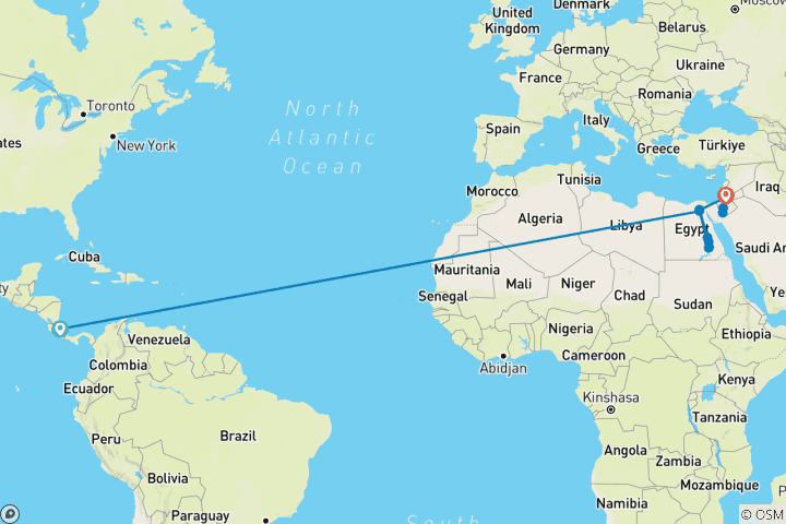Map of Jordan and Egypt 14 days