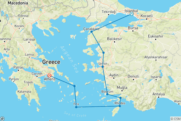 Karte von Türkei & Griechenland Rundreise