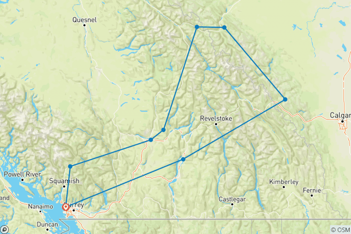 Carte du circuit Le Canada et les Rocheuses (11 jours)