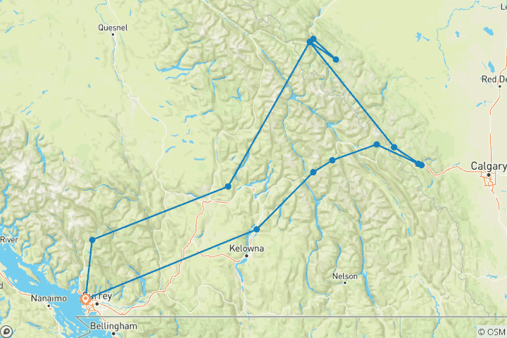 Kaart van Canada: Vancouver en de Rockies