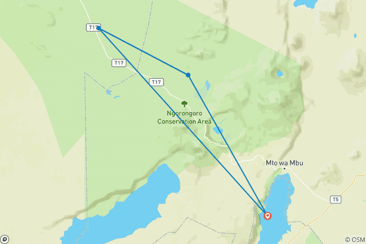 Carte du circuit Safari du circuit du Nord - 4 jours