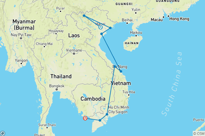 Map of Vietnam Grand Discovery 17 Days