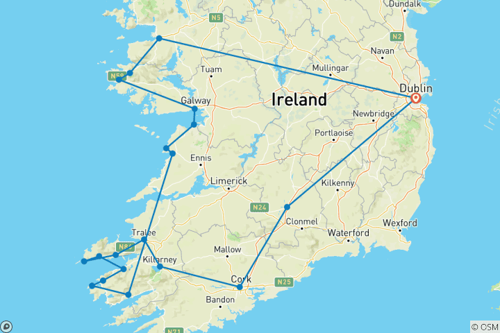 Map of Authentic Ireland - Multi-Day - Small Group Tour of Ireland