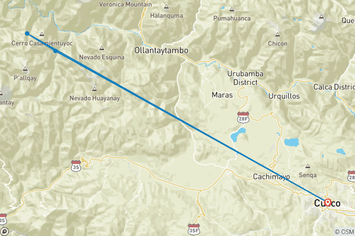 Carte du circuit Circuit de 4 jours sur le Chemin de l'Inca