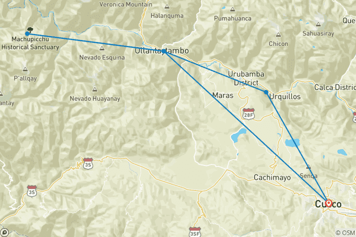 Map of 2 Day - "Exploring" the Sacred Valley & Machu Picchu