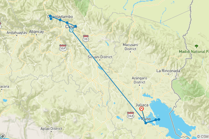 Carte du circuit Trésors du Sud - 8 jours