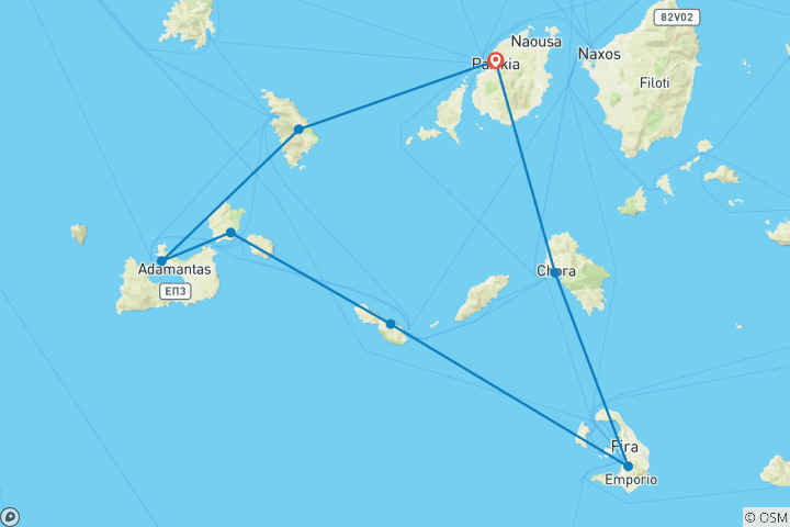 Karte von Westliche Kykladen & Santorini Segelwoche