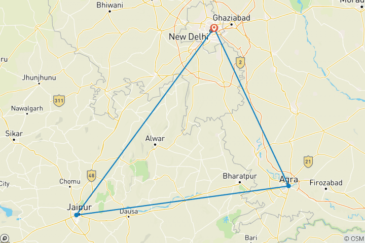 Map of Golden Triangle with Dunes and Village Visit