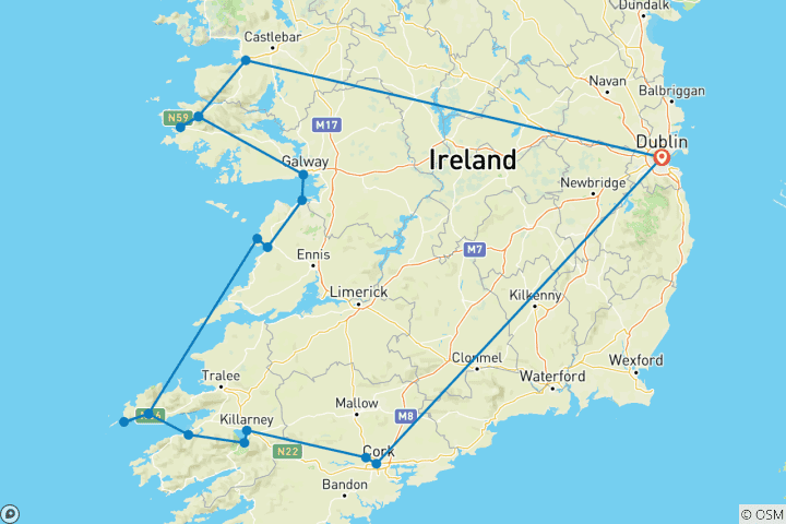 Carte du circuit Circuit de 8 jours « Châteaux et côte » - Circuit en petit groupe
