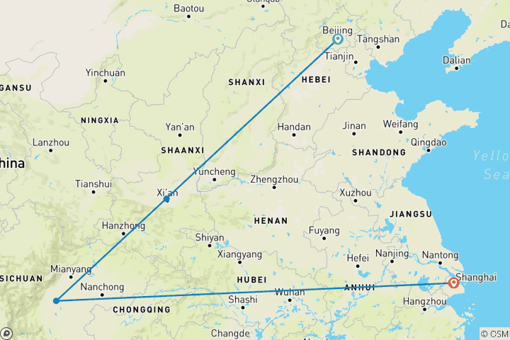 Carte du circuit Circuit de 11 jours en Chine à la rencontre des pandas : Petit groupe et hôtels de qualité
