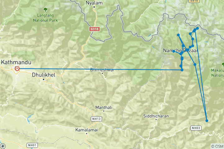 Carte du circuit Gokyo Everest Circuit Trek 16 jours