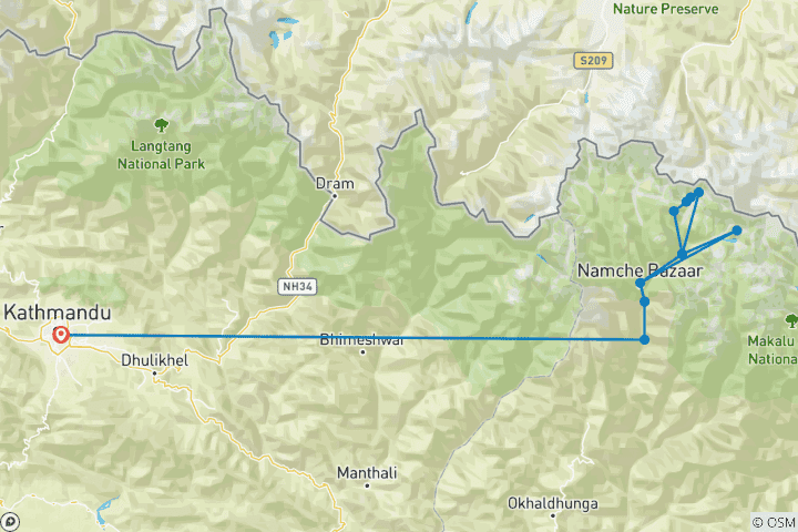 Map of Island Peak Climbing 14 Days