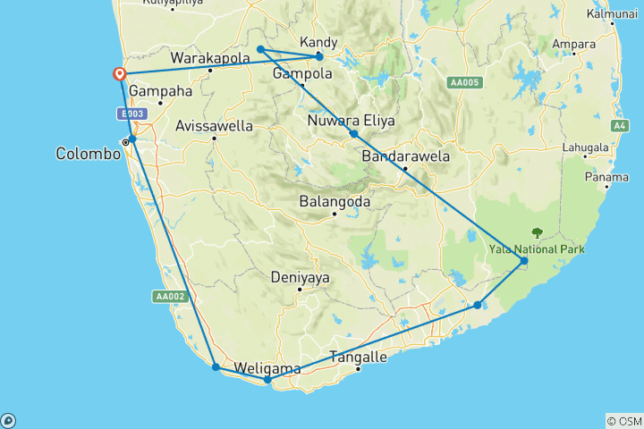 Carte du circuit Circuit classique au Sri Lanka - 5 jours