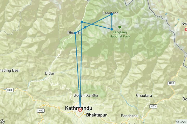 Map of Slow And Easy Trekking In Langtang