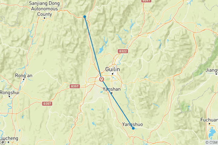 Map of Tailor-Made 4 Days Guilin Trip with Cruise, Daily Depart & Private Guide