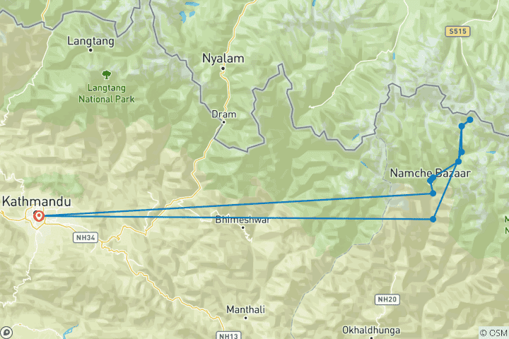 Map of Everest Base Camp Trek