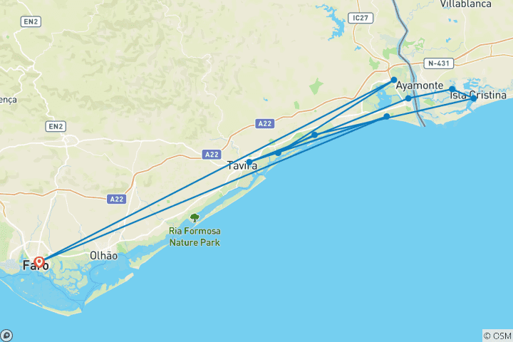 Map of Cycle The East Algarve & South of Spain