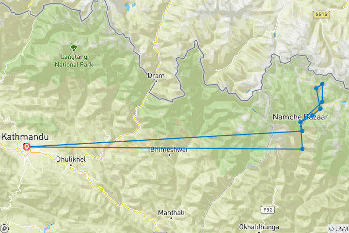 Kaart van Everest Basecamp trek