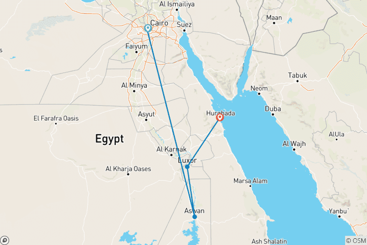 Carte du circuit Vacances en famille en Égypte - Amusement et découverte