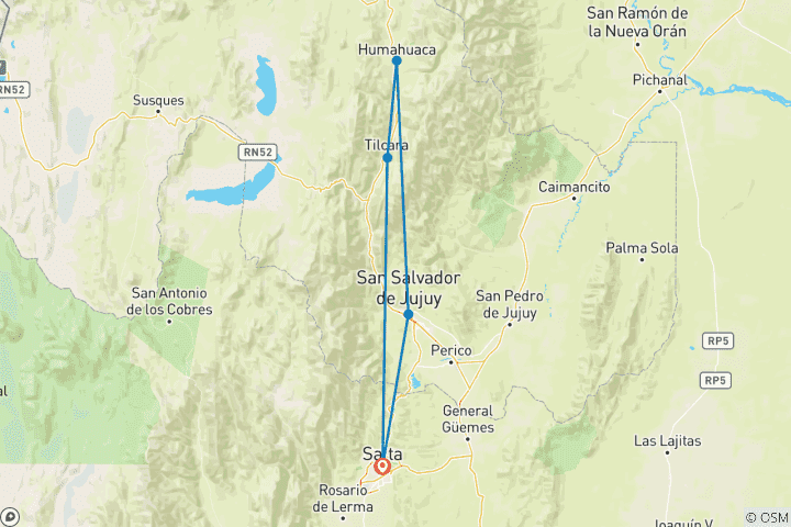 Karte von Herz des Nordens: Salta und Jujuy