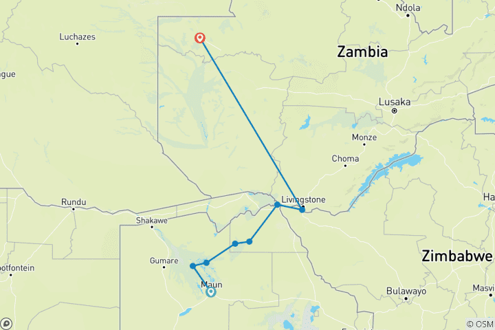 Karte von Botswana Baobabs & Okavango Delta