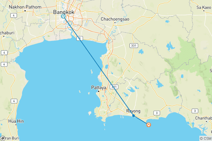 Carte du circuit Découverte de Rayong et de l'île de Koh Samet 3 jours - Circuit privé