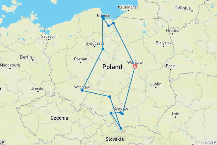 Mapa de Gran circuito a Polonia